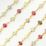 Load image into Gallery viewer, Multi Sapphire Pink Smooth Gold Plated Wire Chain.