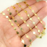 Load image into Gallery viewer, Gold Plated 925 Sterling Silver Diamond Dangle Square Link Chain.