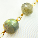 Load image into Gallery viewer, Labradorite Round Shape Gold Plated Wire Chain