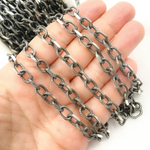 Load image into Gallery viewer, V83OX. Oxidized Sterling Silver Diamond Cut Cable Link Chain