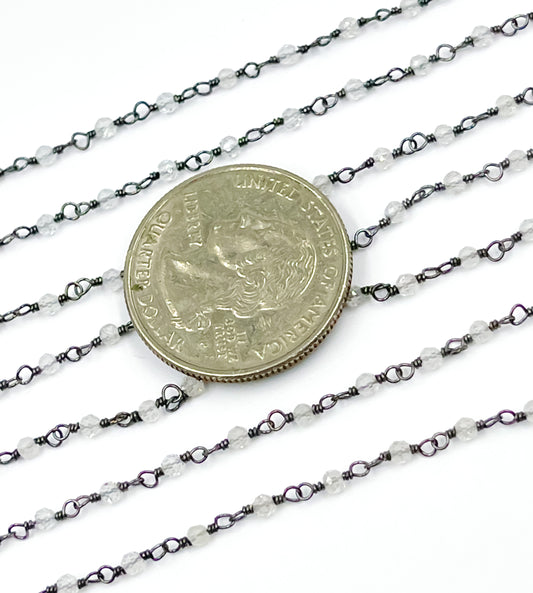 Coated White Topaz Wire Wrap Chain. TOP3