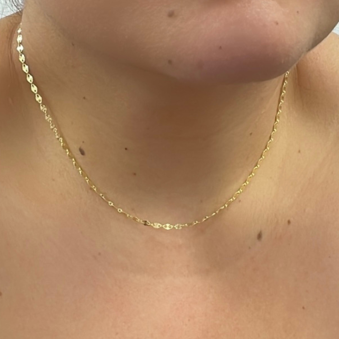 14k Solid Yellow Gold Marina Diamond Cut Link Chain