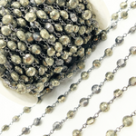 Load image into Gallery viewer, Pyrite Small Coin Shape Oxidized Wire Chain.
