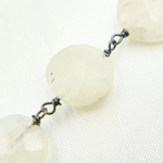 Load image into Gallery viewer, White Moonstone Coin Shape Oxidized Wire Chain.