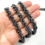 Load image into Gallery viewer, Hematite Closer Cluster Dangle Oxidized Wire Chain