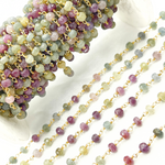 Load image into Gallery viewer, Multi Sapphire Gold Plated Wire Chain.