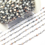 Load image into Gallery viewer, Coated Multi Moon stone Black Rhodium 925 Sterling Silver Wire Chain