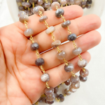 Load image into Gallery viewer, Coated Taupe Moonstone Gold Plated Wire Chain.