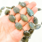 Load image into Gallery viewer, Labradorite Organic Shape Oxidized Wire Chain.