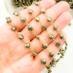 Load image into Gallery viewer, Pyrite Small Coin Shape Gold Plated Wire Chain