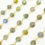 Load image into Gallery viewer, Labradorite Round Shape Gold Plated Wire Chain