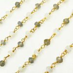 Load image into Gallery viewer, Labradorite & Moonstone Gold Plated 925 Sterling Silver Wire Chain