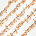 Load image into Gallery viewer, Peach Moonstone Cluster Dangle Oxidized Wire Chain