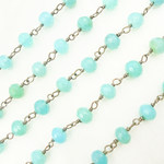 Load image into Gallery viewer, Blue Chalcedony Round Shape Oxidized Wire Chain