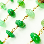 Load image into Gallery viewer, Chrysoprase Smooth Rondel Gold Plated Wire Chain.