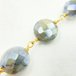 Load image into Gallery viewer, Coated Labradorite Rondel Smooth Gold Plated Wire Chain.