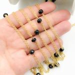 Load image into Gallery viewer, Black Spinel Double Gold Plated Connected Wire Chain. BSP33