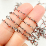 Load image into Gallery viewer, Garnet & CZ Oxidized Wire Chain.