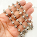 Load image into Gallery viewer, Coated Siloni Moonstone Oxidized Wire Chain.