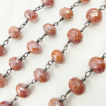 Load image into Gallery viewer, Coated Peach Quartz Oxidized Wire Chain.