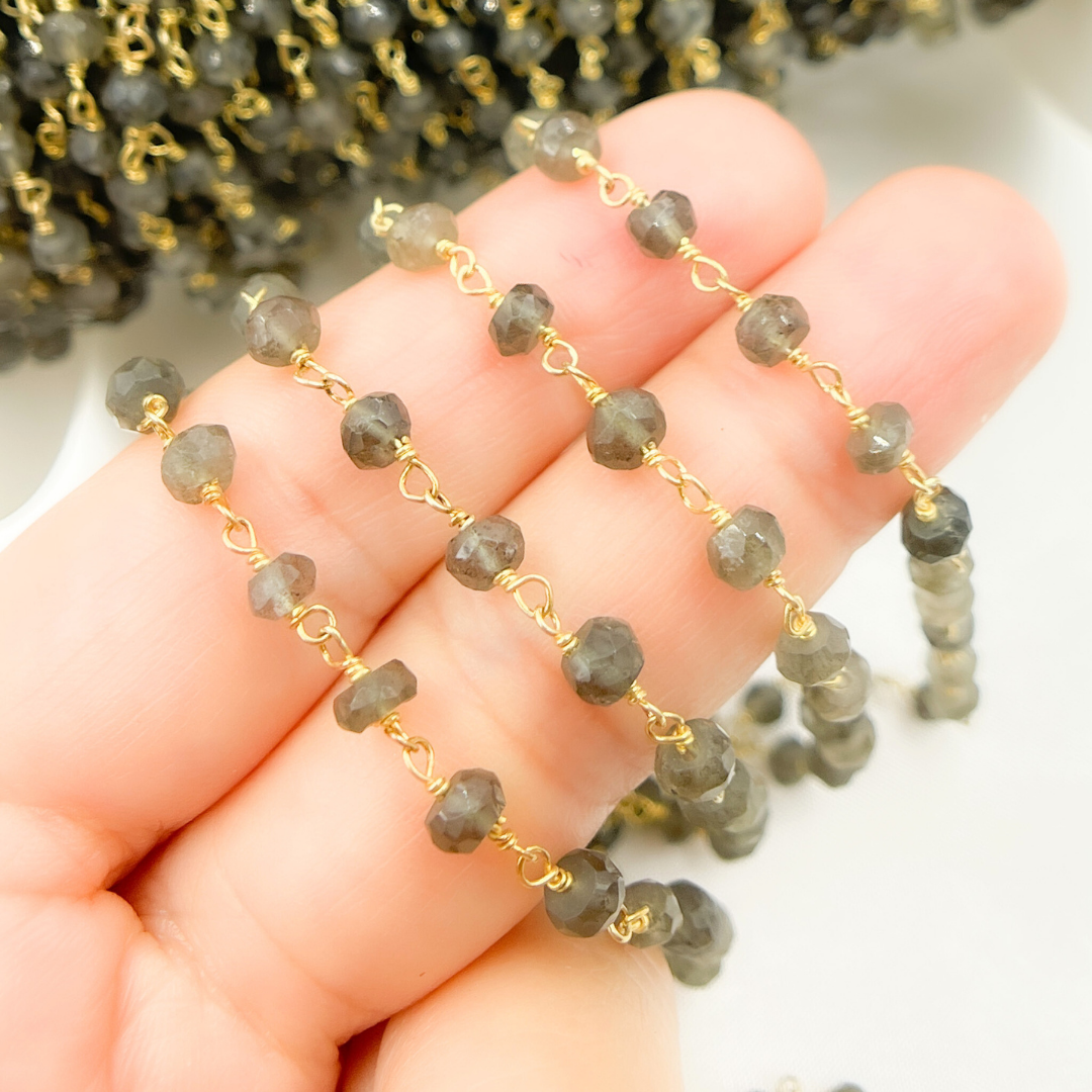 Smoky Quartz Gold Plated Wire Chain.