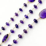 Load image into Gallery viewer, Amethyst Gold Plated 925 Sterling Silver Bezel Wire Chain.