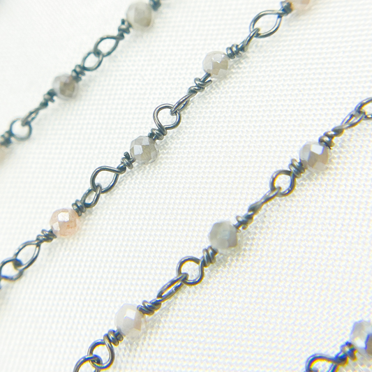 Coated Multi Moonstone Oxidized Wire Chain.