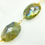 Load image into Gallery viewer, Labradorite Oval Shape Gold Plated Wire Chain