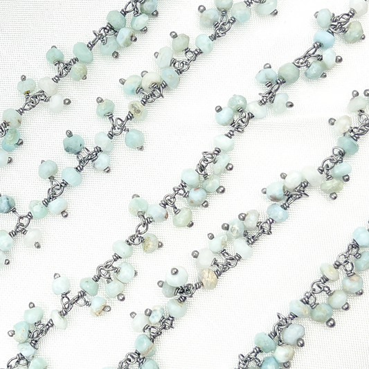 Larimar Cluster Dangle Oxidized Wire Chain.