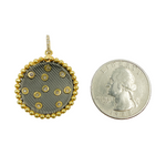 Load image into Gallery viewer, 925 Sterling Silver Black Rhodium with Diamonds Circle Shape Charm.