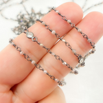 Load image into Gallery viewer, Coated Peach Moonstone & CZ Oxidized Wire Chain.