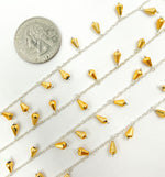 Load image into Gallery viewer, Golden Pyrite Drop Dangle 925 Sterling Silver Wire Chain.