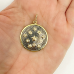 Load image into Gallery viewer, 925 Sterling Silver Black Rhodium with Diamonds Circle Shape Charm with Circles and Stars in the Center.