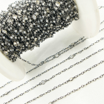 Load image into Gallery viewer, Coated Labradorite CZ Combination Oxidized Wire Chain