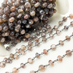Load image into Gallery viewer, Coated Rondel Moonstone Oxidized Wire Chain.