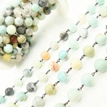 Load image into Gallery viewer, Peruvian Opal Round Shape Oxidized Wire Chain