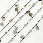 Load image into Gallery viewer, Labradorite and Dangle Disc Oxidized Wire Chain.