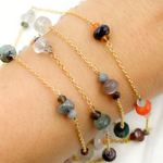 Load image into Gallery viewer, Multi Gemstone Gold Plated Connected Wire Chain