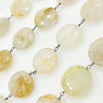 Load image into Gallery viewer, Golden Rutile Coin Shape Oxidized Wire Chain