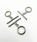 Load image into Gallery viewer, Black Rhodium 925 Sterling Silver Toggle Lock 14mm Round. Toggle10BR