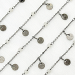 Load image into Gallery viewer, Moonstone and Dangle Disc Oxidized Wire Chain.