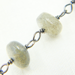 Load image into Gallery viewer, Labradorite Rondel Smooth Oxidized Wire Chain.