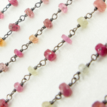 Load image into Gallery viewer, Multi Sapphire Pink Oxidized Wire Chain.