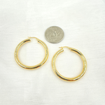 Load image into Gallery viewer, 14K Solid Gold Hollow Smooth Hoop