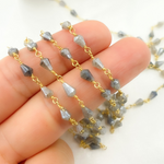 Load image into Gallery viewer, Coated Labradorite Tear Drop Gold Plated Wire Chain.