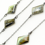 Load image into Gallery viewer, Labradorite Rhomb Shape Bezel Oxidized Wire Chain