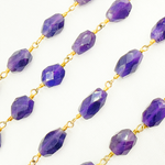Load image into Gallery viewer, Amethyst Oval Faceted Shape Gold Plated Wire Chain