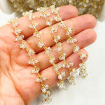 Load image into Gallery viewer, Crystal Cluster Dangle Gold Plated Wire Chain.