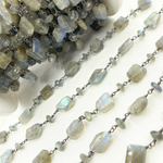 Load image into Gallery viewer, Labradorite Organic Shape Oxidized Wire Chain.