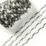 Load image into Gallery viewer, White Moonstone Pear Shape Bezel Oxidized Wire Chain